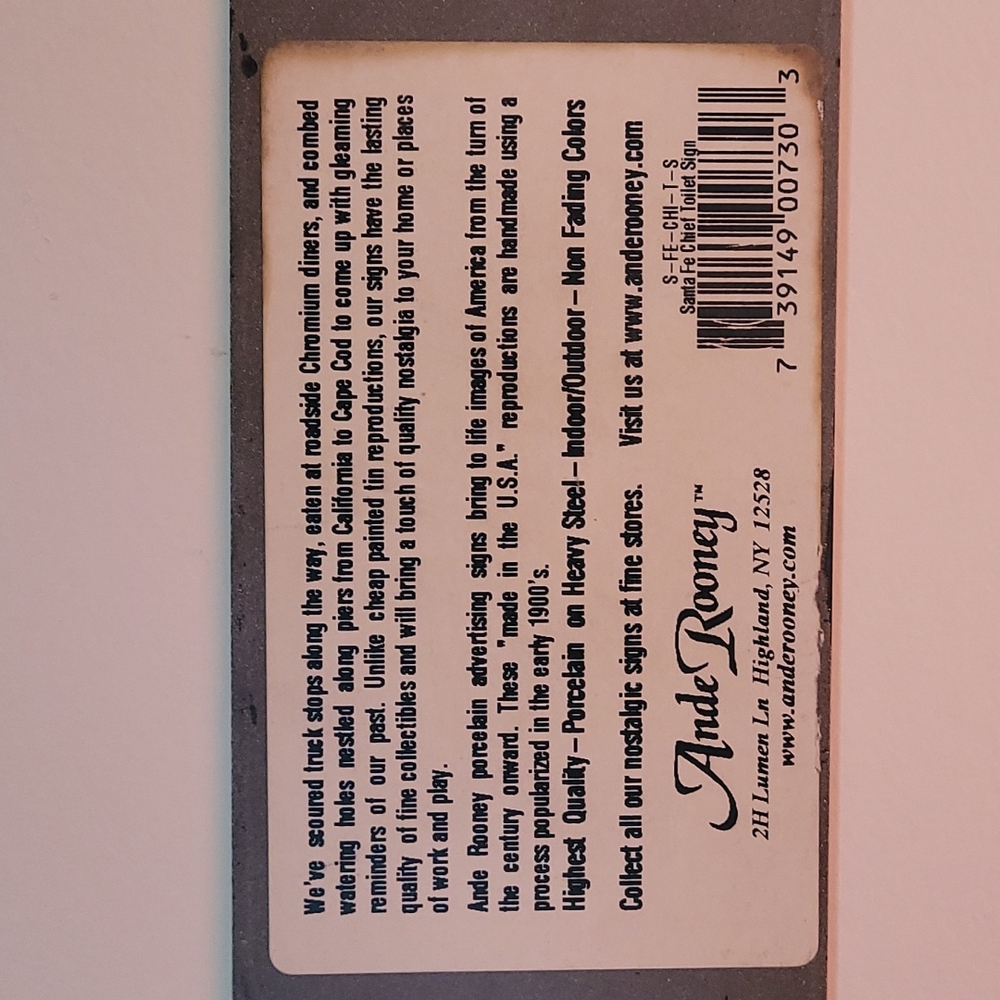 Ande Rooney Porcelain Santa Fe Chief Railroad Toilet Sign - Picture 4 of 6